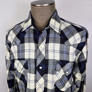 Vintage Anthony’s ATB Western Wear L/S Pearl Snap Plaid Shirt Mens Size XL